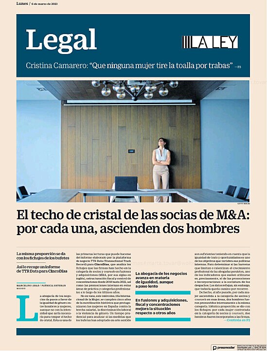 El techo de cristal de las socias de M&A, fiscal y competencia: por cada una, ascienden dos hombres